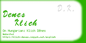denes klich business card